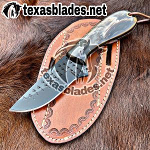 7" Cowboy knife Made With Damascus Steel With Bone and Steel Bolster Handle...